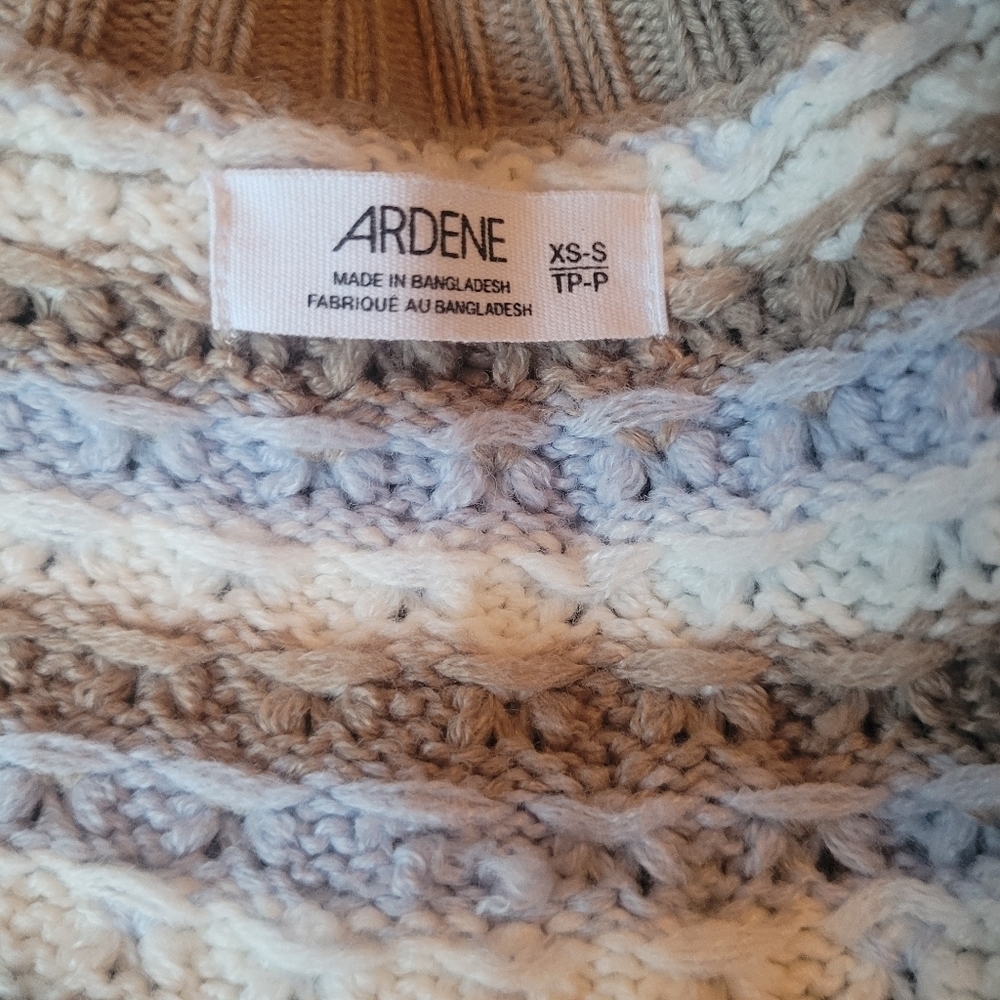 Ardene Tan, Grey & Cream Cropped Knit Button Up Sweater XS - Picture 6 of 6